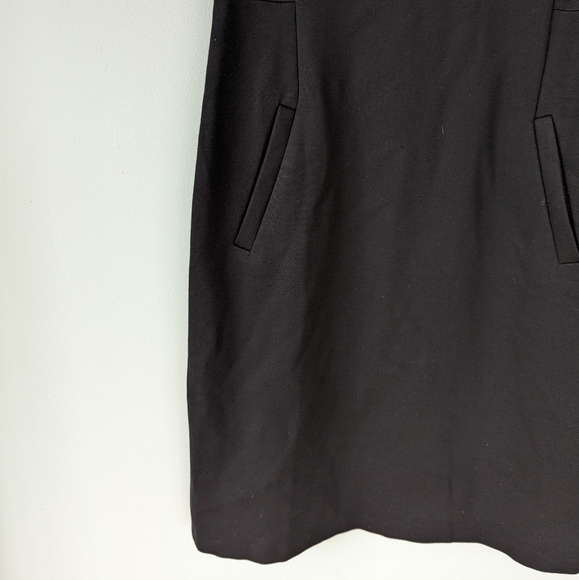 Lands' End Women's Classic Black Ponte Knit Stretch Pockets Sheath Dress - Picture 5 of 8